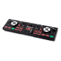 A side-on view of the Numark DJ2GO Touch Pocket DJ Controller with Capacitive Touch Jog Wheels