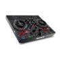 A side-on view of the Numark Party Mix Live DJ Controller with Built-In Light Show and Speakers