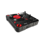 A side-on view of the Numark PT01 Scratch Portable Turntable with DJ Scratch Switch